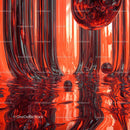 Vibrant Red Abstract with Flowing Liquid Reflections