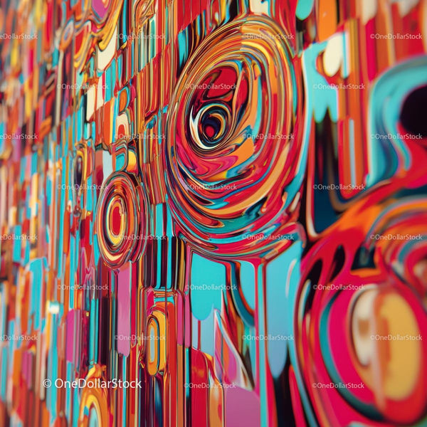 Vibrant Geometric Abstract Art with Psychedelic Colors
