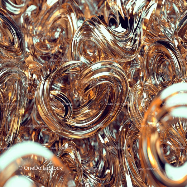 Intricate Gold and Silver Metallic Swirls Artwork