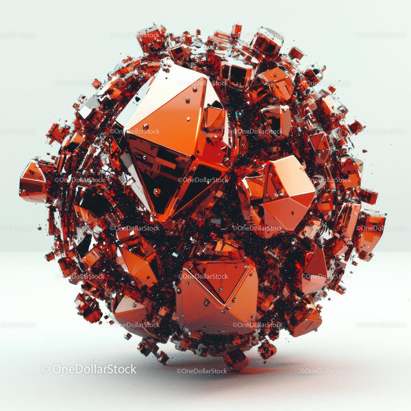 Intricate Red Geometric Sphere on White Background