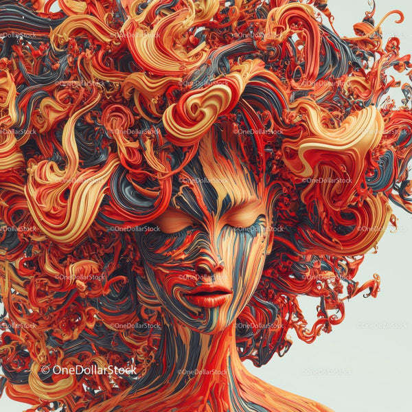 Surreal Portrait with Vibrant Abstract Swirls