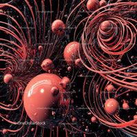 Futuristic Digital Art with Red Spheres in Motion
