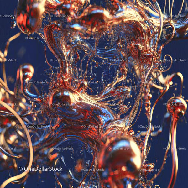 Dynamic Liquid Art with Metallic and Vibrant Tones