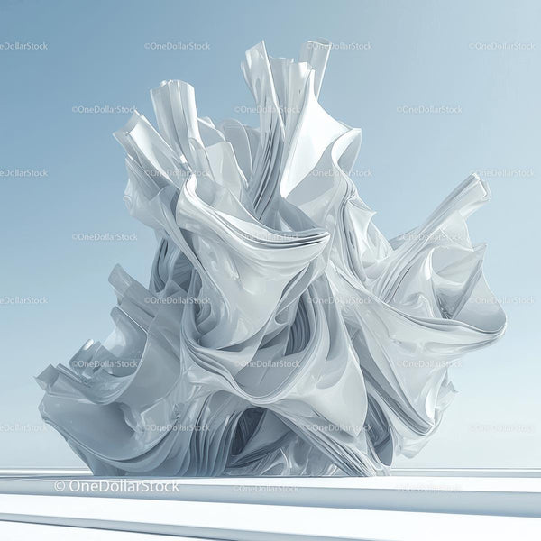Modern Abstract Sculpture with Fluid White Design