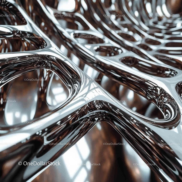 Futurystyczna Abstrakcyjna Metaliczna Rzeźba 3D