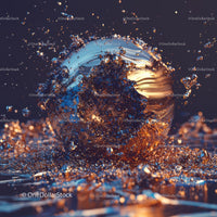 Explosive Metallic Orb with Shimmering Fragments