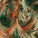 Dynamic Swirling Abstract Art with Copper and Green Tones