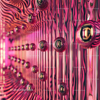 Pink and Gold Abstract Spheres with Reflective Surface
