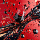 Dynamic Red Wine Splash with Glass in Vivid Abstract Motion
