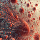 Abstract Red Spheres with Flowing Lines and Texture