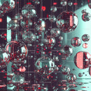 Floating Glass Bubbles with Reflective Red Highlights