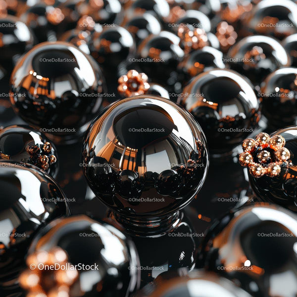 Elegant Black Spheres with Metallic Reflections