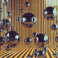 Reflective Spheres with Striped Optical Illusion Background
