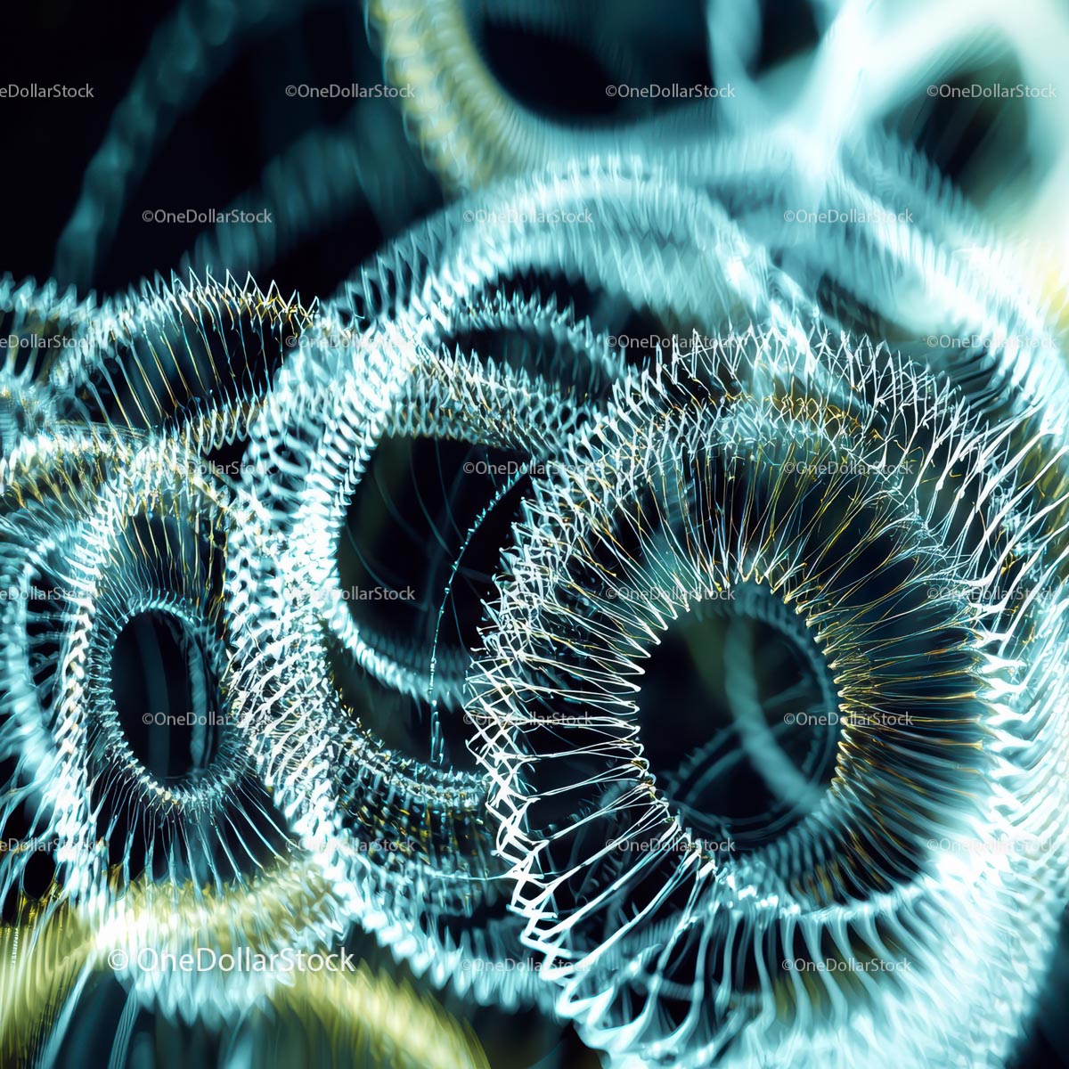 Intrygujący metaliczny spiralny wzór z dynamicznymi wzorami