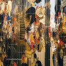 Abstract Mixed Media Artwork with Golden and Black Accents
