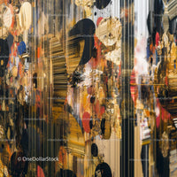 Abstract Mixed Media Artwork with Golden and Black Accents