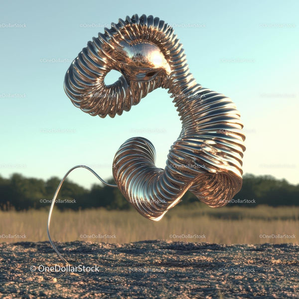 Abstract Metal Sculpture in Natural Landscape