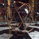 Futuristic Abstract Art with Golden Rings and Black Sphere