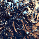 Dynamic Abstract Metallic Fluid Art in Blue and Beige