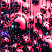 Futuristic Metallic Abstract with Vibrant Pink Spheres