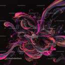 Abstract Swirls of Vibrant Colors on Dark Background