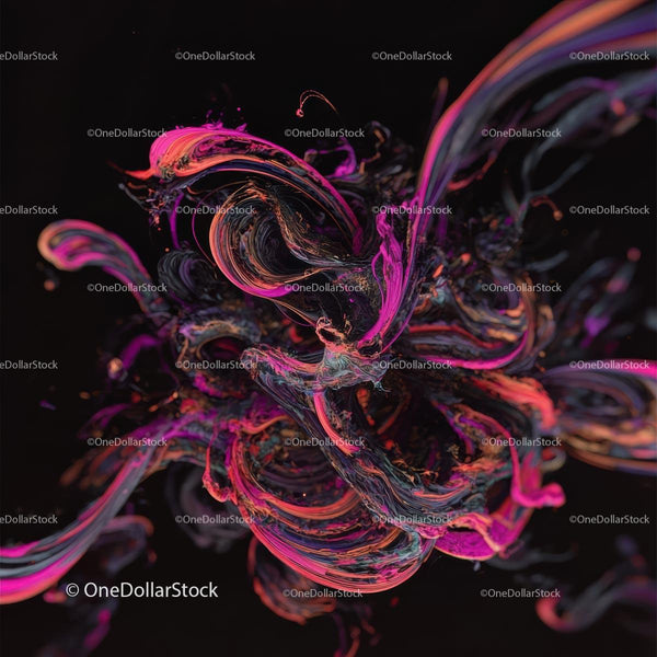 Abstract Swirls of Vibrant Colors on Dark Background