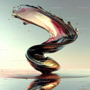 Dynamic Abstract Liquid Sculpture with Vibrant Swirls