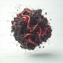 Dynamic Swirling Abstract in Black and Red Hues