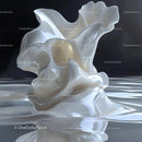 Abstract Fluid Sculpture with Glossy White Surface