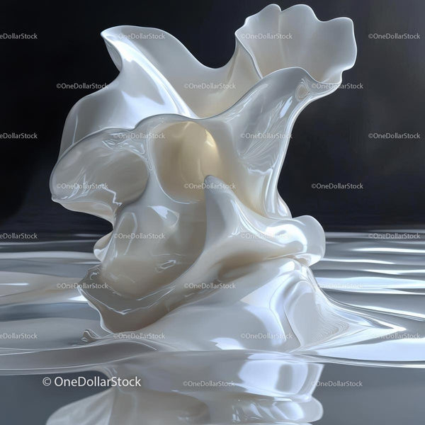 Abstract Fluid Sculpture with Glossy White Surface