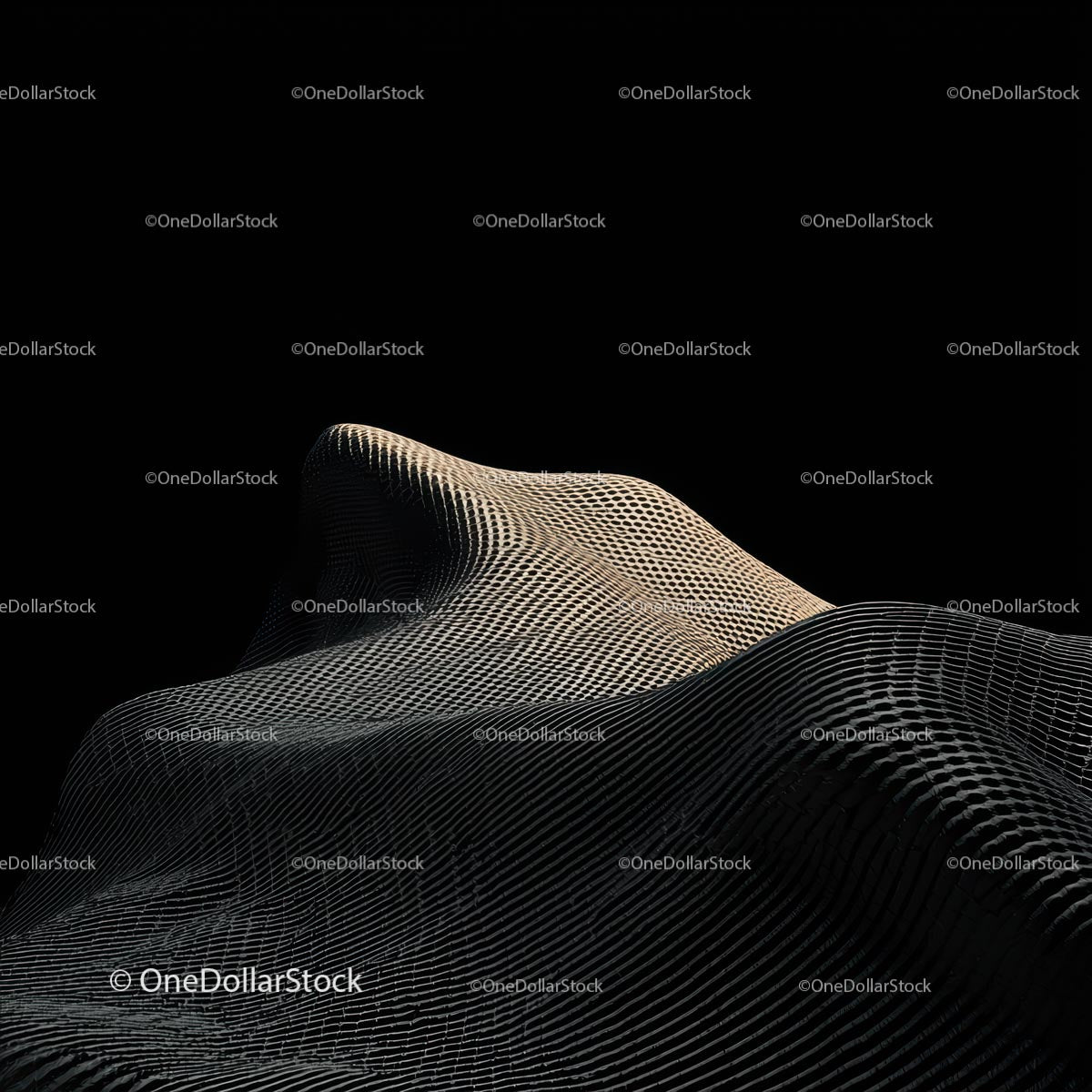 Abstract 3D Geometric Wave Sculpture Design