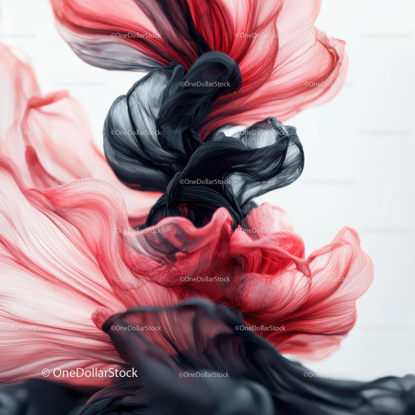 Dynamic Black and Red Abstract Fluid Art