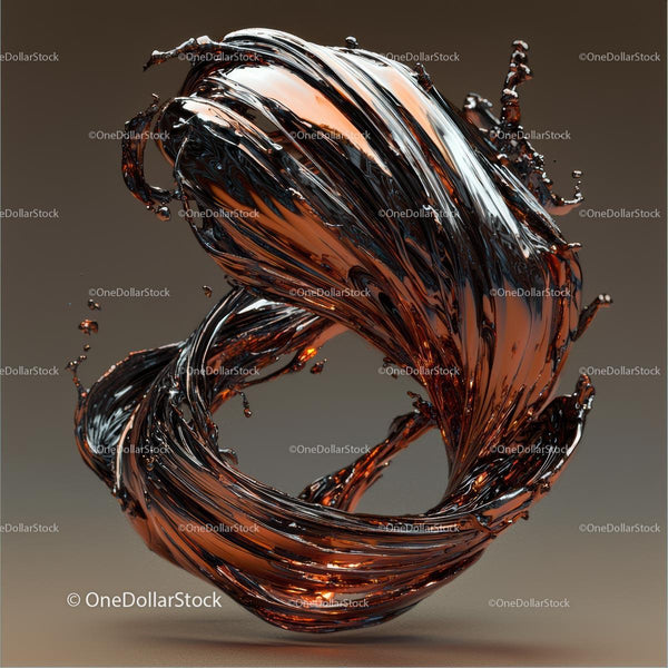 Abstract Fluid Sculpture with Glossy Texture