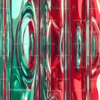 Vibrant Abstract Art with Reflective Red and Green Swirls
