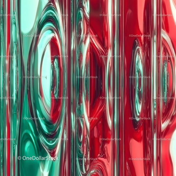 Vibrant Abstract Art with Reflective Red and Green Swirls