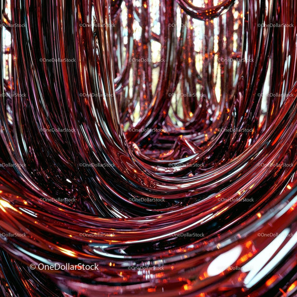 Abstract Twisted Metallic Artwork with Reflective Surfaces
