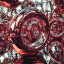 Abstract Red Metal Rings with Reflective Design
