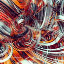 Dynamic Abstract Swirls with Orange and Silver Hues