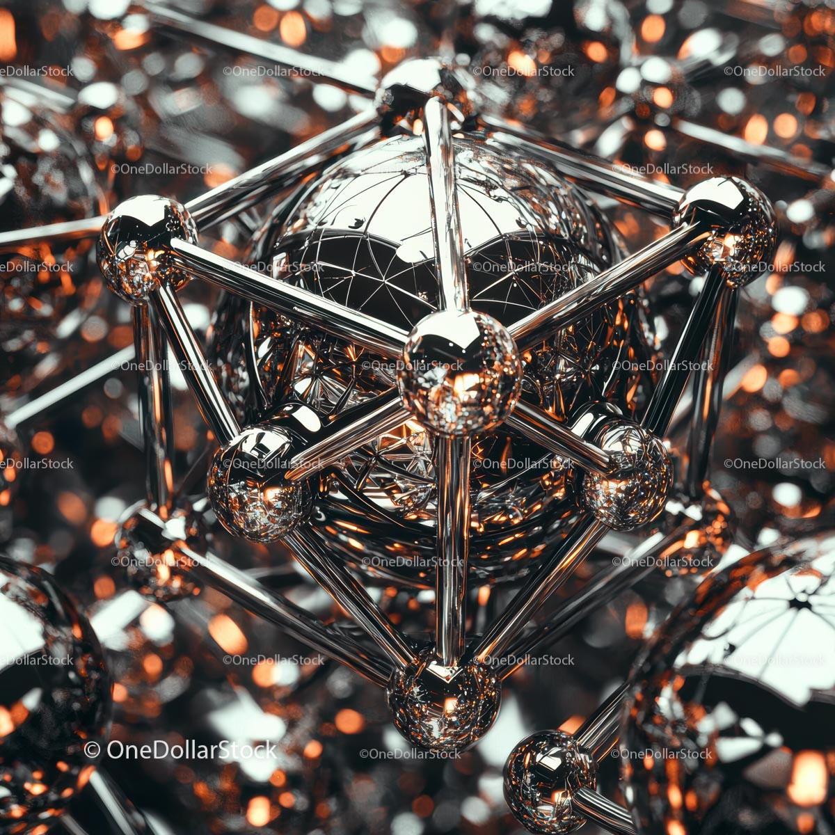 Futurystyczna metalowa konstrukcja z geometrycznym wzorem