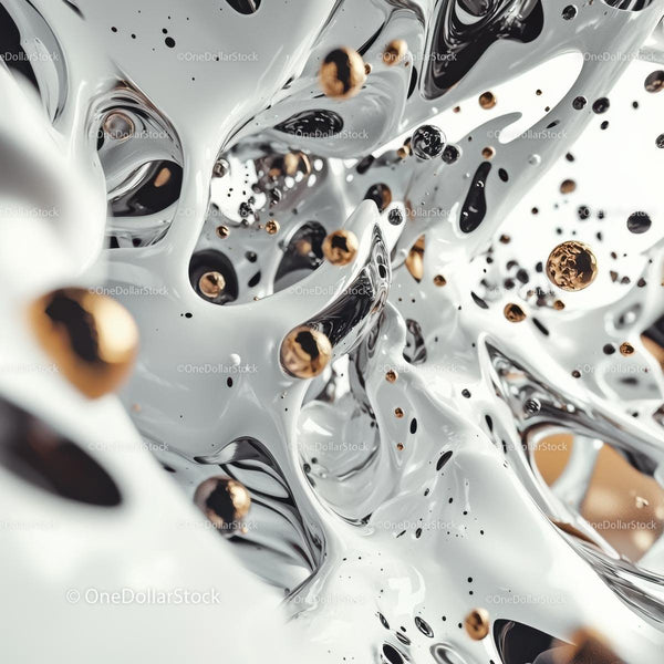Abstract Fluid Art with Metallic Accents