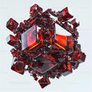 Red Geometric Crystal Structure in 3D Art Design