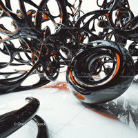 Futuristic Black and Orange Abstract Sculpture