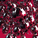 Shiny Metallic Spheres on Red Background