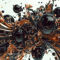 Dynamic Fluid Art with Black and Gold Swirls