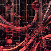Dynamic Red and Black Abstract Art with Flowing Strokes