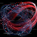 Abstract Red and White Digital Sphere with Dynamic Patterns