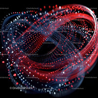 Abstract Red and White Digital Sphere with Dynamic Patterns