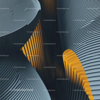 Abstract Curved Architectural Design with Bold Yellow Accents
