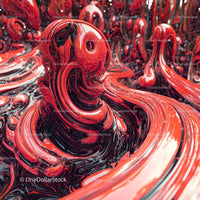 Swirling Abstract Liquid Art in Red and Black