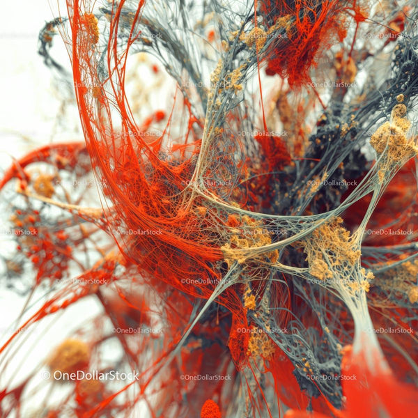 Intricate Red and Gray Fiber Art with Dynamic Weaving